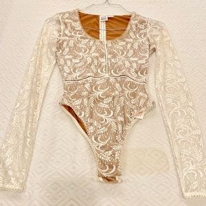 White mesh body suit